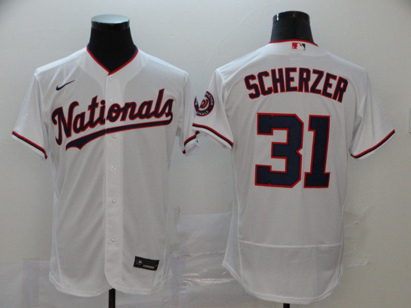 Men Washington Nationals #31 Scherzer White Nike Elite MLB Jerseys